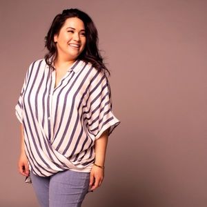 Plus Size Blue Striped Blouse